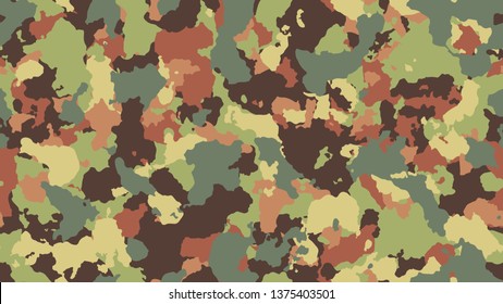 Camouflage fashion brown seamless pattern. Multicolor abstract army background. Military wallpaper. Urban city camo illustration for fabric, textile or prints - Vector.