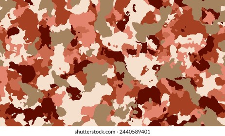 Camuflaje de moda marrón sin patrón. Fondo abstracto multicolor del ejército. Fondo de pantalla militar. Ilustración de camuflaje urbano para tela, textil o estampados - Vector.