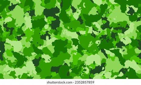 Camouflage fashion green seamless pattern. Bright abstract army background. Military wallpaper. Urban city camo illustration for fabric, textile or prints - Vector