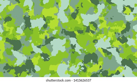 Camouflage fashion multicolor seamless pattern. Bright abstract army background. Military wallpaper. Urban city camo illustration for fabric, textile or prints - Vector.