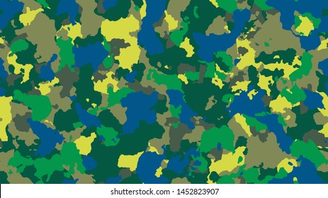 Camouflage fashion multicolor seamless pattern. Bright abstract army background. Military wallpaper. Urban city camo illustration for fabric, textile or prints - Vector.