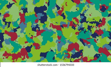 Camouflage fashion multicolor seamless pattern. Bright abstract army background. Military wallpaper. Urban city camo illustration for fabric, textile or prints - Vector.