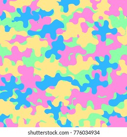 Camouflage fashion pattern seamless background. Abstract fun animal military camouflage. Seamless pattern for party, dress, shirt, children fashion cloth textile. Colorful modern style. Vector eps8