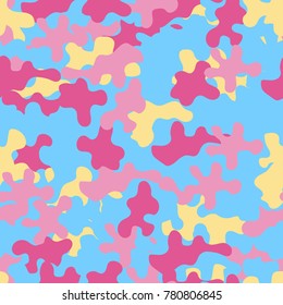 Camouflage fashion pattern seamless background. Abstract fun animal military camouflage. Seamless pattern for party, dress, shirt, children fashion cloth textile. Colorful modern style. Vector eps8
