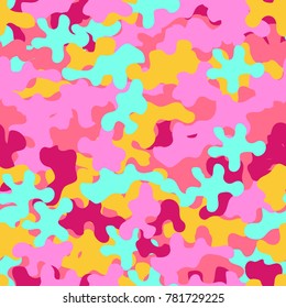 Camouflage fashion pattern seamless background. Abstract fun animal military camouflage. Seamless pattern for party, dress, shirt, children fashion cloth textile. Colorful modern style. Vector eps8