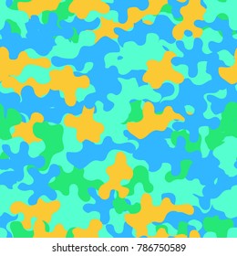 Camouflage fashion pattern seamless background. Abstract fun animal military camouflage. Seamless pattern for party, dress, shirt, children fashion cloth textile. Colorful modern style. Vector eps8