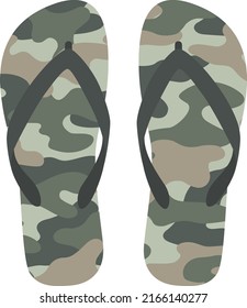 The camouflage flip flops isolated on the white background