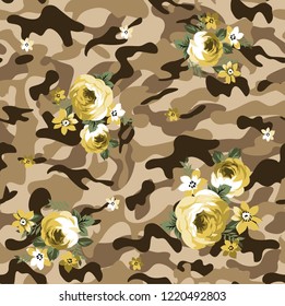 camouflage and flowers pattern