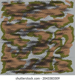 camouflage in the form of brown and green hatching with black specks. Military clothing. Youth coloring.