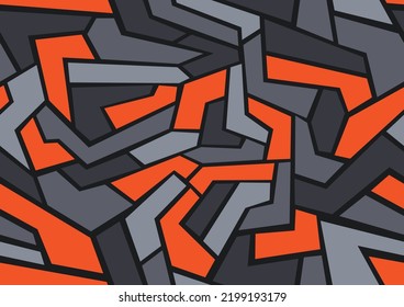 Patrón de mosaico geométrico sin soldadura de camuflaje. Resumen de la moderna e interminable textura poligonal caótica militar para la tela y la estampación textil de moda. Fondo vectorial.