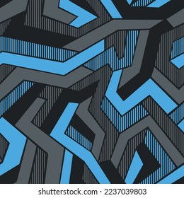 Camouflage geometric mosaic seamless pattern. Abstract modern endless striped military chaotic texture for fabric and fashion textile print. Vector background.