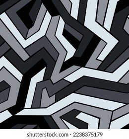 Camouflage geometric mosaic seamless pattern. Abstract modern endless striped military chaotic texture for fabric and fashion textile print. Vector background.