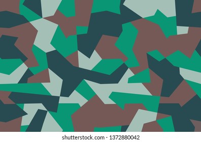 Camouflage with geometric pattern, seamless texture.  Abstract trendy wallpaper in military style. Green khaki color background.