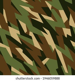 Camouflage geometric seamless pattern. Abstract modern endless military camo texture for fabric and vinyl wrap print. Vector background.