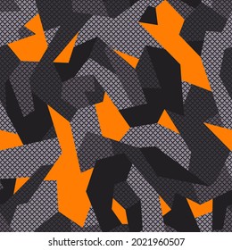 Camouflage geometric seamless pattern. Abstract military endless texture for fabric and fashion print. Vector background.