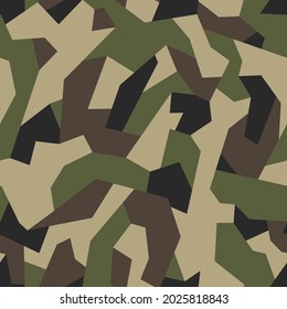 Camouflage geometric seamless pattern. Abstract military endless texture for fabric and fashion print. Vector background.
