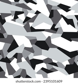 Patrón geométrico sin soldadura de camuflaje. Resumen de textura militar moderna e interminable para tela y estampado textil de moda. Fondo vectorial.
