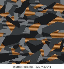 Camouflage geometric seamless pattern. Abstract modern endless military texture for fabric and fashion textile print. Vector background.