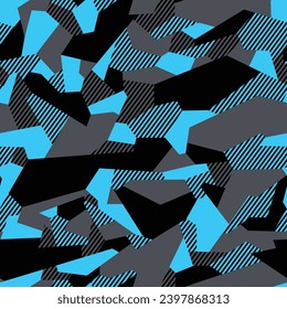 Camouflage geometric seamless pattern. Abstract modern endless military texture for fabric and fashion textile print. Vector background.