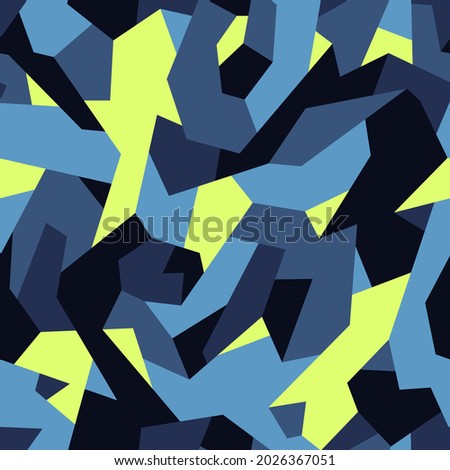 Camouflage geometric seamless pattern. Abstract military endless texture for fabric and fashion print. Vector background.