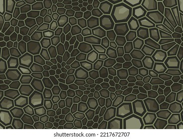 Camouflage geometric seamless pattern hexagonal texture. Abstract military camo polygonal scales endless ornament for fabric and fashion print. Vector background.