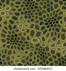 Camouflage geometric seamless pattern texture. Abstract military camo hexagonal scales endless print for army and hunting. Vector background.