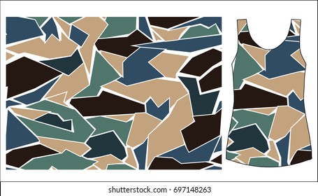 Camouflage with geometry.
camouflage for printed on the product.
seamless camouflage graphic for digital print
seamless vector camouflage pattern.