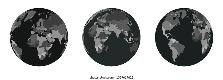 Camouflage Globe Karte einzeln auf weißem Hintergrund. Vektorset