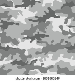 Camouflage is gray. Abstract seamless pattern of gray spots. Military texture. Print