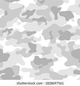 
Camouflage is gray. Military camo. Abstract background of gray spots. Fabric print. Vector