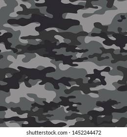 camouflage gray military seamless vector pattern on print