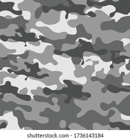 Camouflage gray seamless pattern. Print on fabric for clothes. Modern vector design.