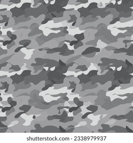 Camouflage in gray shades vector seamless pattern.