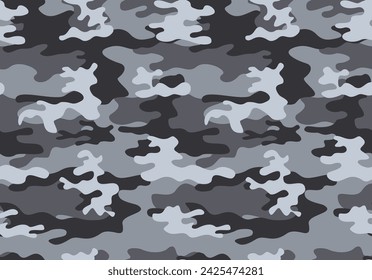 
Camouflage gray vector background, pattern repeat, fashionable fabric texture.