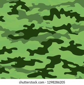 Camouflage green acid seamless pattern abstraction fabric print military factory textile vector