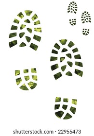 Camouflage And Green Boot Prints