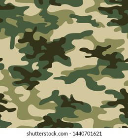 Camouflage green classic seamless pattern. Military. Print on fabric on paper. Vector