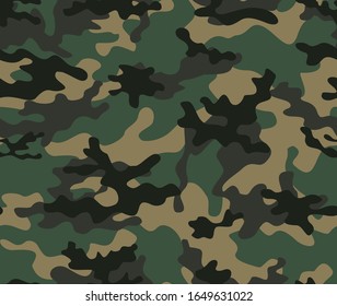 
Bosque verde camuflaje sin costuras. Textura del ejército abstracto vectorial. Cazando fondo textil.