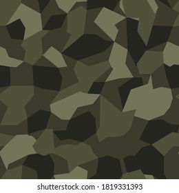 
Camouflage grün. Geometrisches nahtloses Muster. Druck auf Textilien. Vektorgrafik