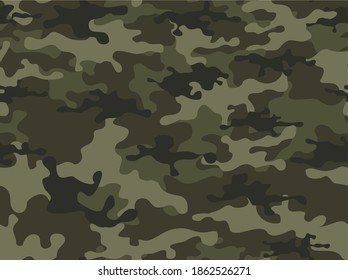 Camouflage green. Military seamless pattern. Template for design. Vector