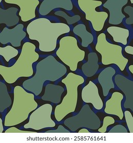 Camouflage green print seamless vector pattern. Modern woodland design for textile, fabric, wallpaper, wrapping paper, linens