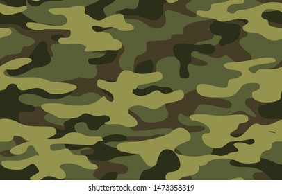 
Camouflage green seamless pattern. Brown, light and dark spots on a green background. Clothing design. Uniform. Print on fabric on paper.