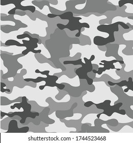 Camouflage grey seamless pattern.Print on fabric on clothing.Modern vector design