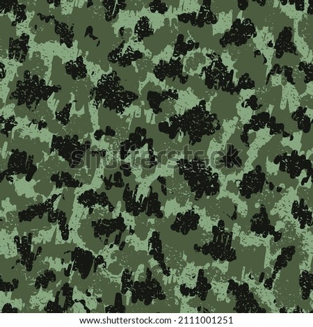 Camouflage Grunge Black Camouflage Seamless Pattern. Green Seamless Artistic Vector Backdrop. Beige Repeated Soldier Graphic Texture. Khaki Repeated Monochrome Graphic Art. Camoflage