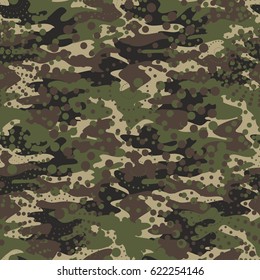Camouflage and halftone pattern background seamless, mask clothing print. Repeatable camo vector. Dazzle paint masking abstract illustration