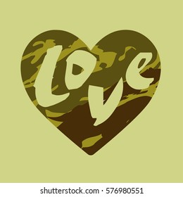 Camouflage heart. Element design cards, congratulations, recognition. 