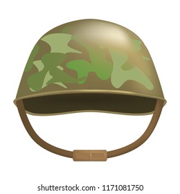Camouflage helmet mockup. Realistic illustration of camouflage helmet vector mockup for web design isolated on white background