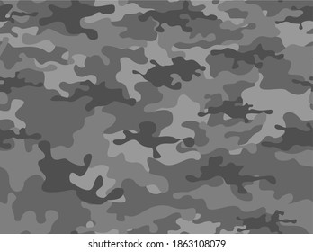 Camouflage horizontal gray seamless pattern. military pattern. Print. Vector
