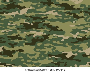 Camouflage is horizontal.From the green spots. Modern design of fabric and clothing.