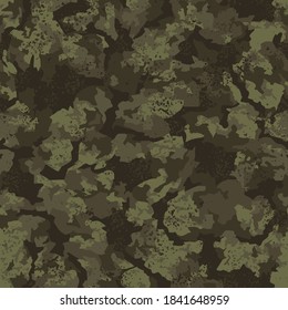 Camouflage hunting texture seamless pattern. Abstract modern military camo endless ornament for fabric and fashion print. Vector illustration.